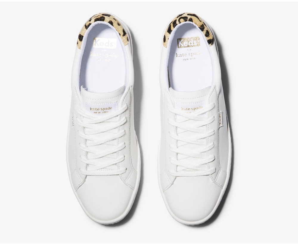 Tenis Keds Mujer Blancos - Kate Spade New York Ace Cuero Calf Hair - 6250-MBKYH